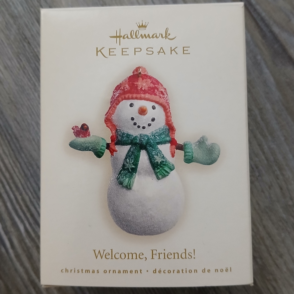 Hallmark Keepsake Snowman Christmas Ornament Welcome, Friends! Dated 2007 NEW